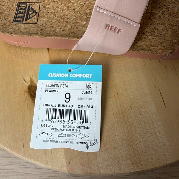 REEF NWT Womens Cushion Vista Slide Sandal Cameo Rose Pink 9 Beach Vacation Surf - Picture 6 of 12